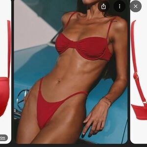 slate swim Red Bikini Set